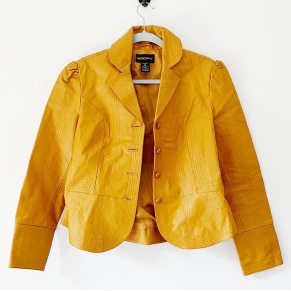 Vintage Mustard Leather Jacket Size Small - Picture 1 of 7